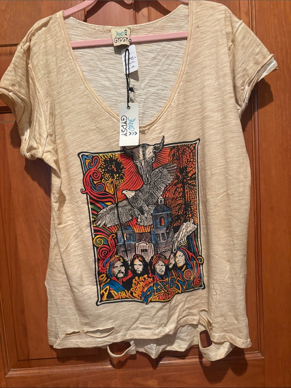 Gypsy Cream Short-Sleeve V-Neck Graphic Tee